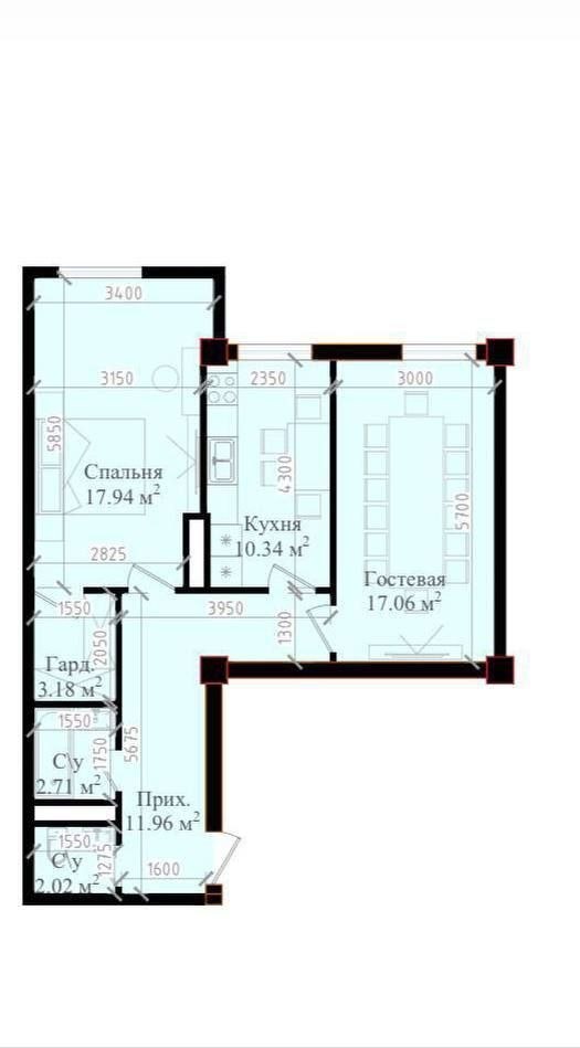 3-комн. квартира, 65 м² — фото 2