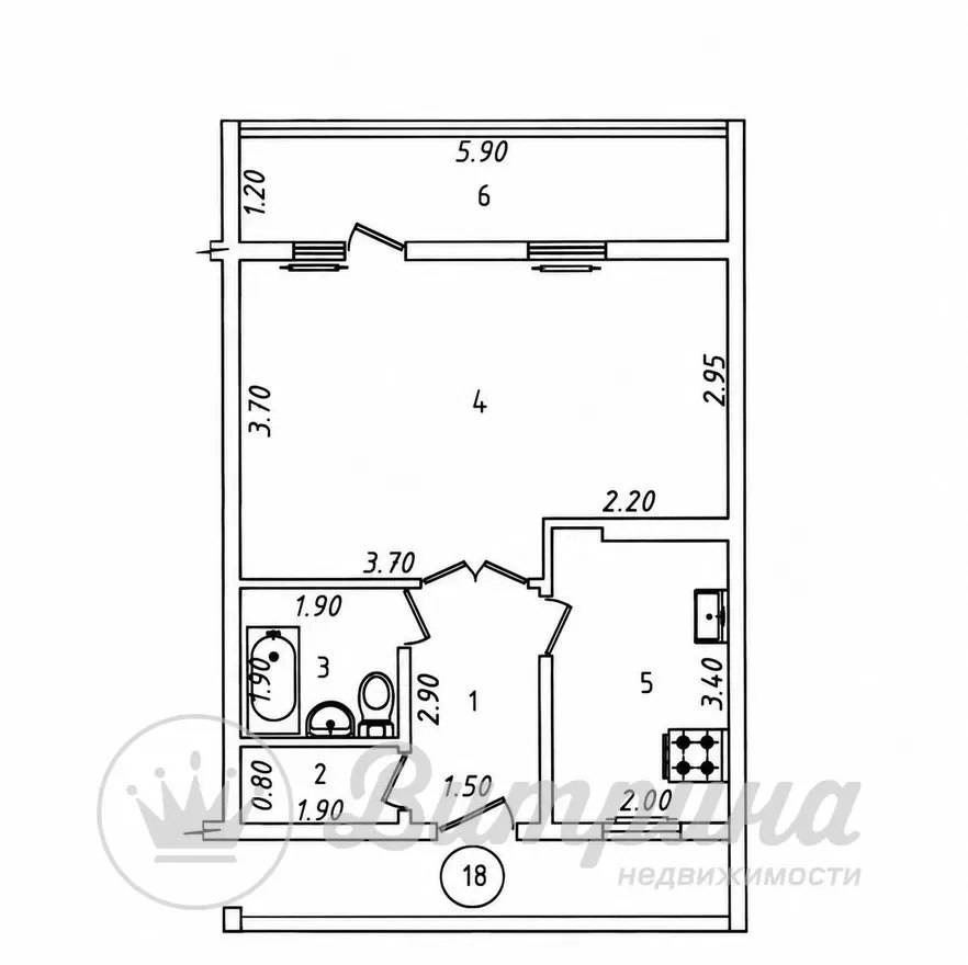 2-комн. квартира, 50,6 м² — фото 10