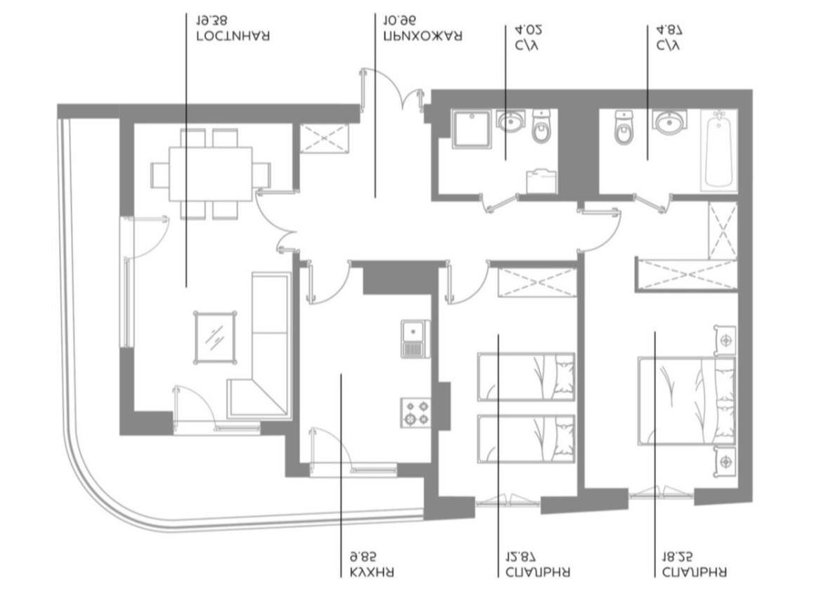 3-комн. квартира, 87 м² — фото 2